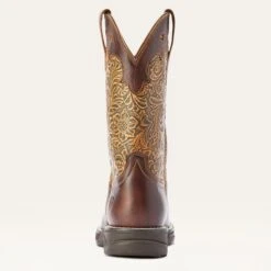 Ariat Clay And Brown Floral Square Toe Boots -Caboot Store 10042421 heel warm 1