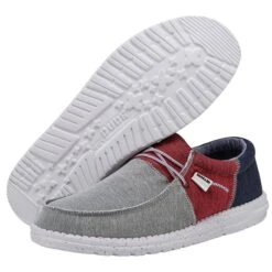 Heydude Hey Dude Men's Wally Sox Tri Fans- Red White Blue -Caboot Store 112560233 WALLY SOX TRI FANS RED WHITE BLUE LEFT 3 32769