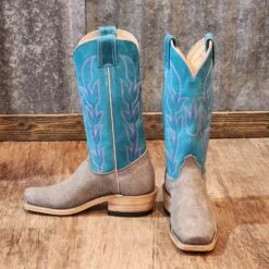 Olathe Grey Bison W/ Turquoise Boots -Caboot Store 20221228 155209