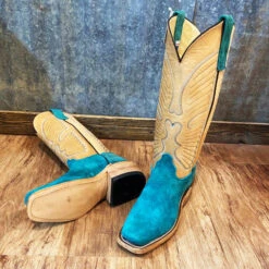 Olathe Wyoming Teal Roughout Boots -Caboot Store 256600 3