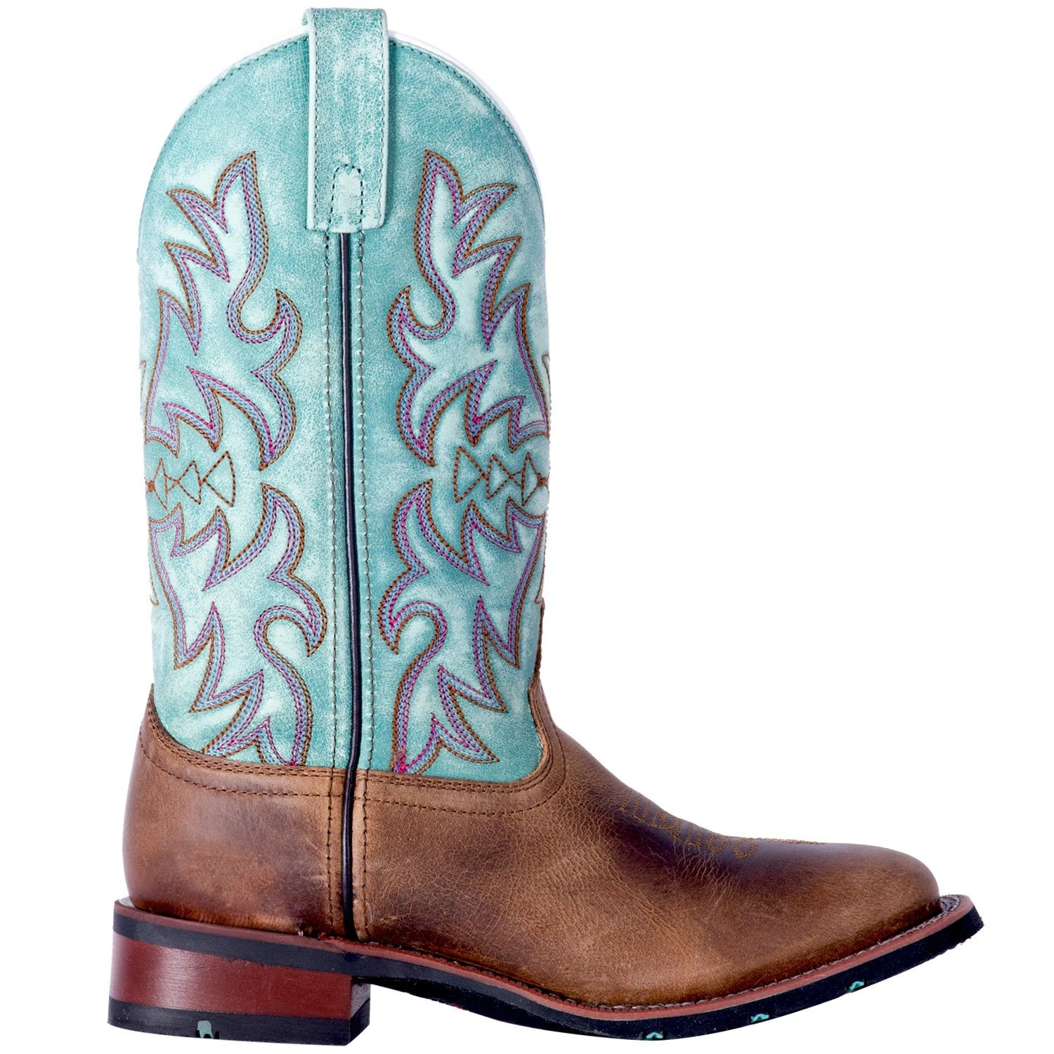 Laredo Brown And Turquoise Anita Square Toe Boot 4 Laredo Brown And Turquoise Anita Square Toe Boot - Image 2