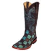 Ferrini Women's Black And Turquoise Patchwork Square Toe 2 Ferrini Women's Black And Turquoise Patchwork Square Toe -Caboot Store 8139350