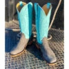 Fenoglio Grey Cape Buffalo W/ Turquoise Shaft Boots -Caboot Store IMG 0087copy