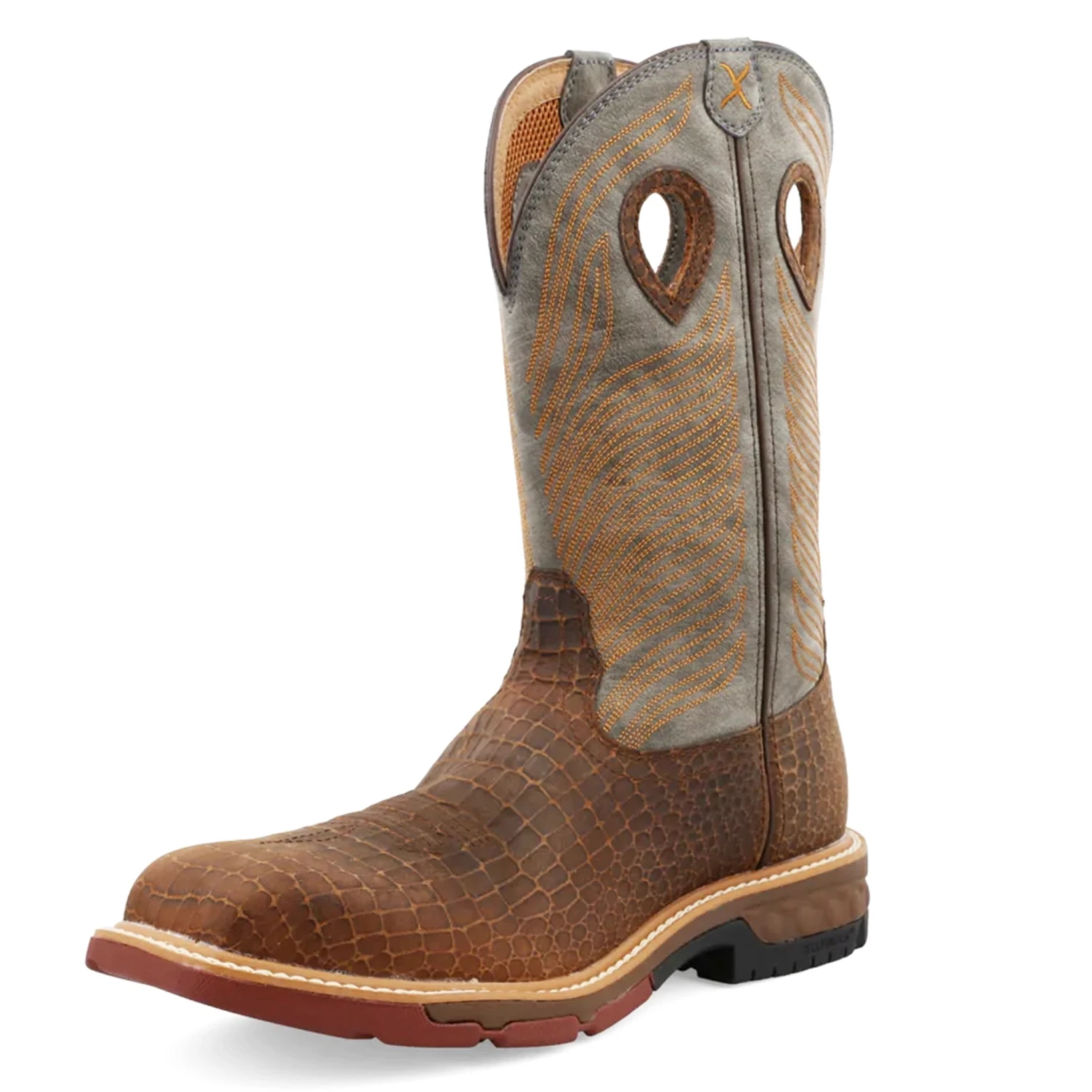 Twisted X Men's Nano Comp Toe Pull-On Work Boots-Caiman Print Leather 2 Twisted X Men's Nano Comp Toe Pull-On Work Boots-Caiman Print Leather