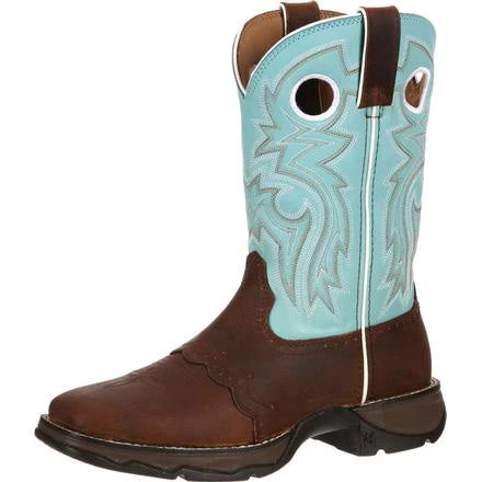 Durango Women's Brown And Powder Blue Square Toe 3 Durango Women's Brown And Powder Blue Square Toe