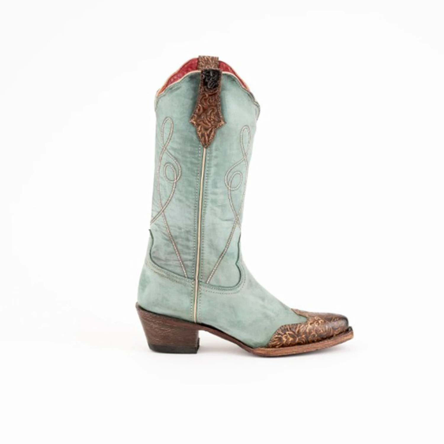 Dusty Blue Tooled Tip Western Ferrini Madison Boots 4 Dusty Blue Tooled Tip Western Ferrini Madison Boots - Image 2