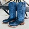 Tanner Mark Women's Black Caiman & Blue Square Toe Boots 2 Tanner Mark Women's Black Caiman & Blue Square Toe Boots -Caboot Store TML207103d