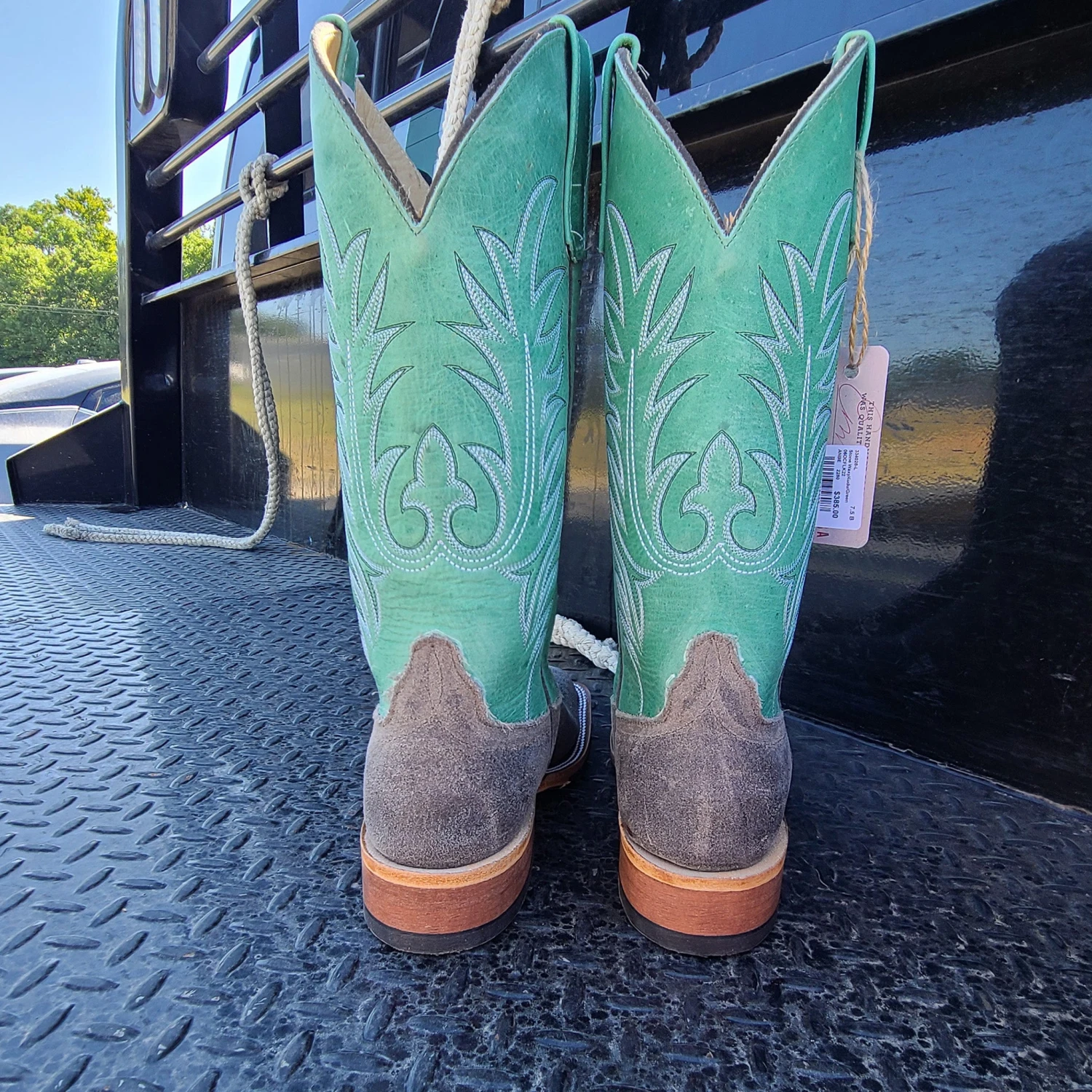 Anderson Bean Ladies Stone & Mint Kudu Square Toe 5 Anderson Bean Ladies Stone & Mint Kudu Square Toe - Image 3