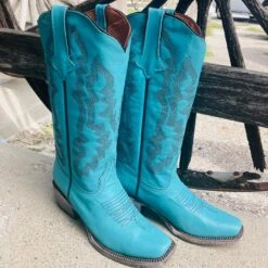 Tanner Mark Women's "Addy" Turquoise Square Toe Boot 7 Tanner Mark Women's "Addy" Turquoise Square Toe Boot -Caboot Store tml205128