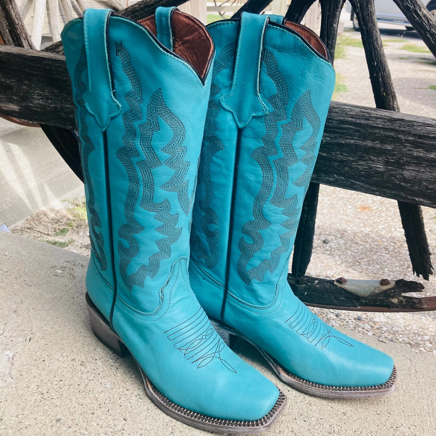 Tanner Mark Women's "Addy" Turquoise Square Toe Boot 5 Tanner Mark Women's "Addy" Turquoise Square Toe Boot - Image 3