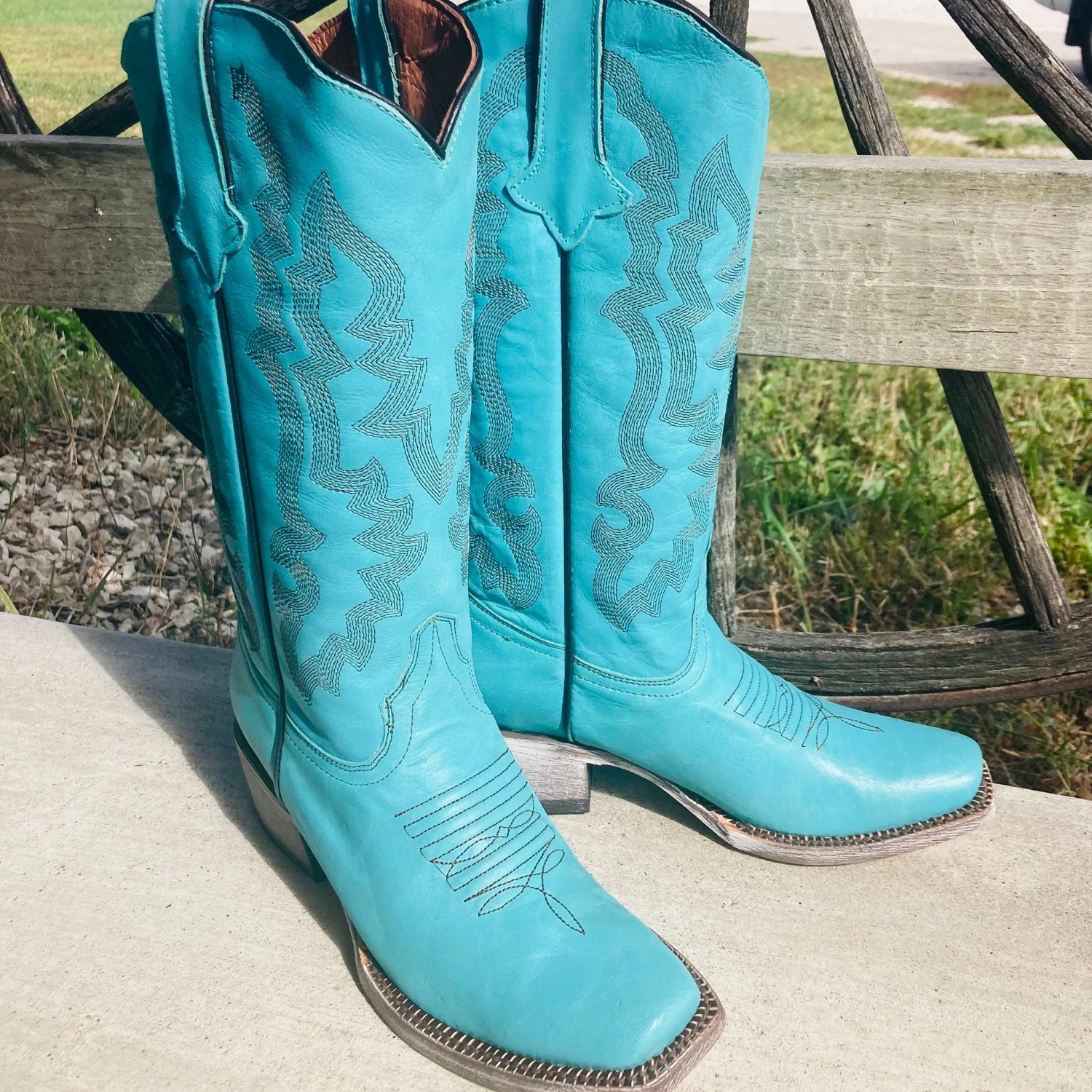 Tanner Mark Women's "Addy" Turquoise Square Toe Boot 3 Tanner Mark Women's "Addy" Turquoise Square Toe Boot