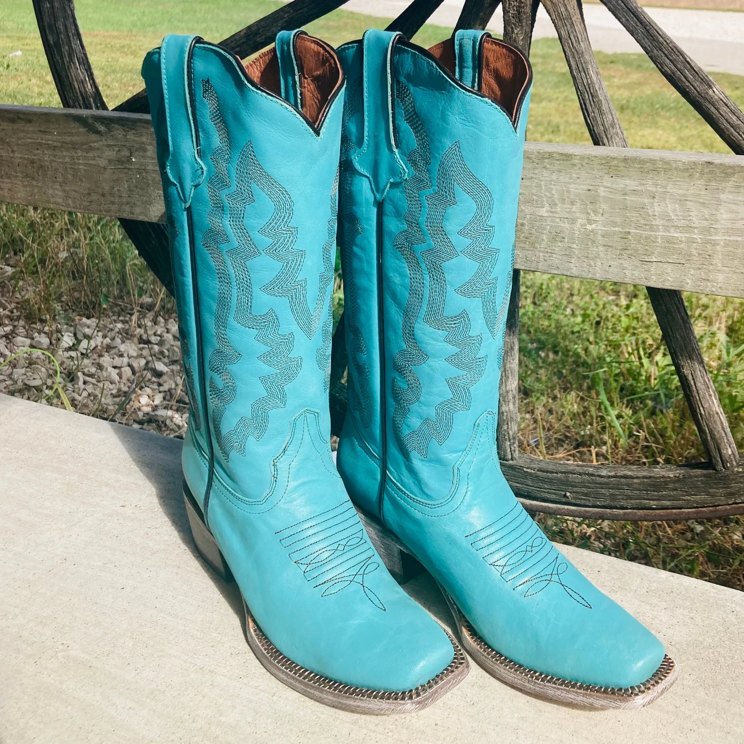 Tanner Mark Women's "Addy" Turquoise Square Toe Boot 4 Tanner Mark Women's "Addy" Turquoise Square Toe Boot - Image 2